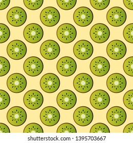 Kiwi pattern vector illustration. Juicy bright sliced kiwi piece design template. Fruit background. Vector EPS 10.