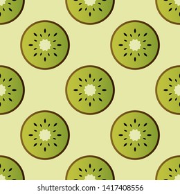 Kiwi pattern vector illustration. Juicy bright sliced kiwi piece design template. Fruit background. Vector EPS 10.