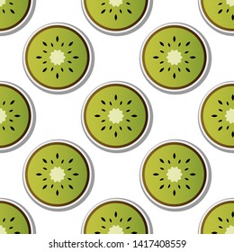 Kiwi pattern vector illustration. Juicy bright sliced kiwi piece design template. Fruit background. Vector EPS 10.