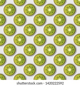 Kiwi pattern vector illustration. Juicy bright sliced kiwi piece design template. Fruit background. Vector EPS 10.