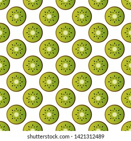 Kiwi pattern vector illustration. Juicy bright sliced kiwi piece design template. Fruit background. Vector EPS 10.