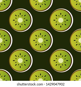 Kiwi pattern vector illustration. Juicy bright sliced kiwi piece design for wrapping paper, fabric, textile, wallpaper. Fruit background. Vector EPS 10.