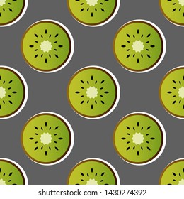 Kiwi pattern vector illustration. Juicy bright sliced kiwi piece design for wrapping paper, fabric, textile, wallpaper. Fruit background. Vector EPS 10.
