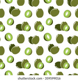 Kiwi pattern. Vector seamless background with fruit icons.