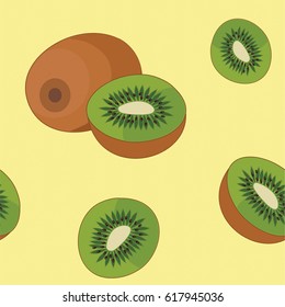 Kiwi pattern. Vector seamless texture.