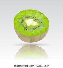 Kiwi. Polygonal illustration with reflection. Vector.