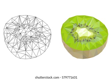 Kiwi. Polygonal illustration. Vector isolated on white background