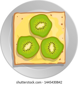 Kiwi sandwich and sauce on a plate