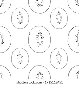 Kiwi seamless background vector illustration. Exotic fruits. Pattern for healthy lifestyle design. Scandinavian style. Vegetarian summer backdrop. Kitchen art. Fresh poster.