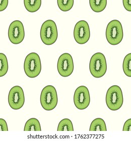 Kiwi seamless pattern background  with seeds