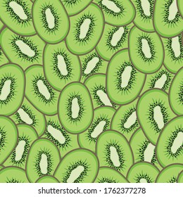 Kiwi seamless pattern background with seeds