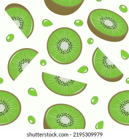 Kiwi seamless pattern. Flat style. Vector illustration 