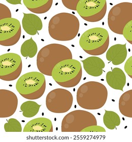 Kiwi Seamless Pattern Fresh Tropical Fruit Design for Fabrics Wallpapers and Crafts