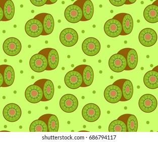 Kiwi seamless pattern. Kiwifruit endless background, texture. Fruits backdrop. Vector illustration