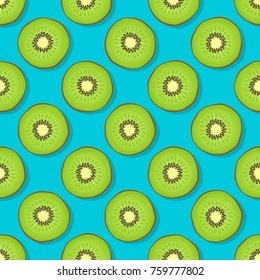 kiwi seamless pattern on blue background. vector illustration - eps 8