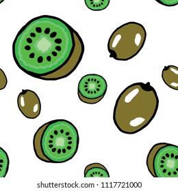 kiwi seamless pattern on white background 