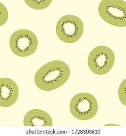 Kiwi seamless vector pattern. Summer background. Tropical pattern for print, textile, wrapping paper and decoration design. Simple vector fruit illustration. Vegetarian healthy food backdrop