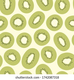 Kiwi seamless vector pattern. Summer background. Tropical pattern for print, textile, wrapping paper and decoration design. Simple vector fruit illustration. Vegetarian healthy food backdrop