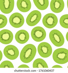 Kiwi seamless vector pattern. Summer background. Tropical pattern for print, textile, wrapping paper and decoration design. Simple vector fruit illustration. Vegetarian healthy food backdrop