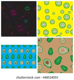 Kiwi. Set of fruit patterns.