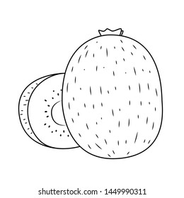 Kiwi silhouette, children's coloring book. Fruits and vegetables.