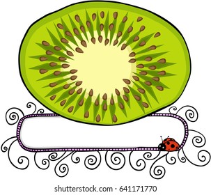 Kiwi slice blank banner with ladybird