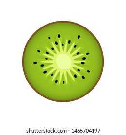 Kiwi slice. Kiwi, kiwi or Chinese gooseberry with half cross-section flat color icon isolated on white background for food applications and websites.