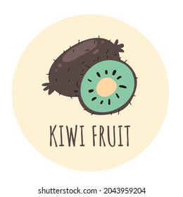 Kiwi slice cute hlaf and whole logo design element flat illustration