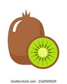 Kiwi con rebanada. Fruta exótica. Ilustración del vector