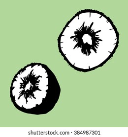
Kiwi. Slice kiwi. Fruit. Fetus. Vitamins . Leana . Berry. Sweet fruit. Berry Drawing by hand . Line art . Graphic arts. Black and white. Tattoo. Children's art .