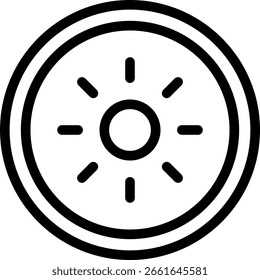 Kiwi Slice Icon in Outline Style