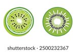 Kiwi slice icon set. with seeds vector illustration