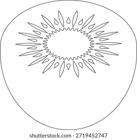 Kiwi Slice Uma ilustração de um kiwi fatiado, mostrando seu núcleo em forma de estrela, e contorno fresco