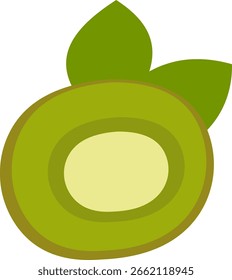 Fatia Kiwi com Ilustração de Folhas
