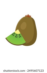 Kiwi with a slice on a white background