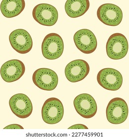  Kiwi slice ornament pattern. Repeat pattern. Vector illustration.