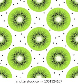 Kiwi slice. Seamless vector pattern on white background