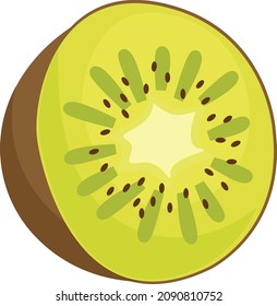 Kiwi geschnitten Obst. Vektorgrafik. gesundes frisches und süßes Essen.