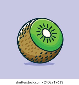 Kiwi sliced fruit vector illustration, flat 2D vector icon