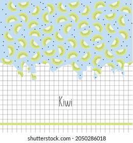 Kiwi sliced ​​fruit seamless pattern on blue background. Vector illustration. Design for textile, poster, banner.