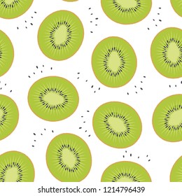 Kiwi sliced ​​fruit seamless pattern. Vector illustration. Design for textile, poster, banner.
