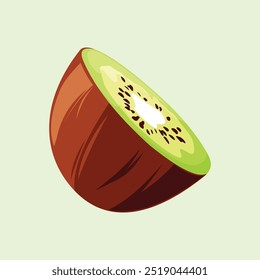 Kiwi Cortado Brilhante Vetor Colorido Clip Art
