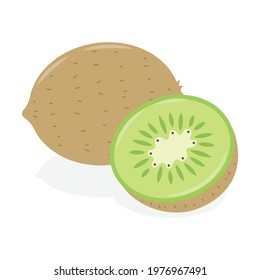 Kiwi and kiwi sliced vector illustration cartoon isolated on white background. Cute kiwi vector cartoon.