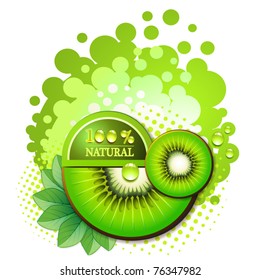Kiwi slices with abstract background over white background
