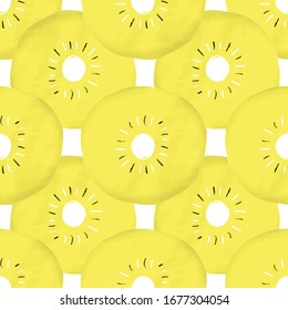 Los cortes Kiwi abstraen el fondo vectorial transparente. Estilo pintado a mano en forma abstracta de frutas de verano. Formas de fruta geométrica. Arándano chino.