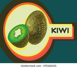 Kiwi and kiwi slices in circle