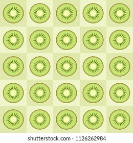 Kiwi slices seamless pattern. Cute green kiwi slices. Citrus fruit background. Summer bright colors, juicy fresh background, design elements. Tasty summer background. Vector color illustration.