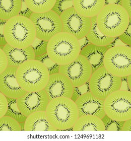 Kiwi slices seamless pattern. Design for poster, textile, label. Vector illustration.