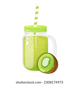 Kiwi smoothie in a glass jug.