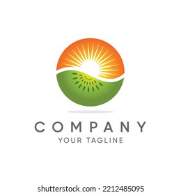 kiwi and sun logo design on white background